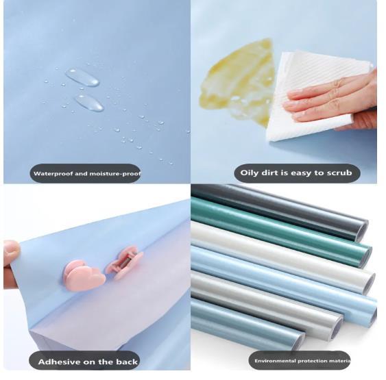 Modern Self Adhesive Waterproof Wall Stickers Vinyl Film Contact Paper Monochrome Cabinet Decoration Kitchen