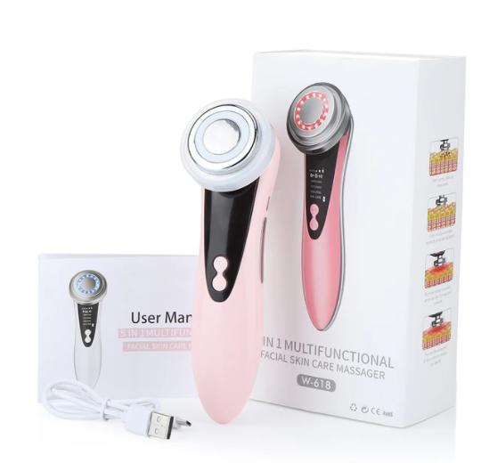 LED Light Therapy Facial Massager, Sonic Ion Vibration, Skin Tightening, Face Lifting, Anti Wrinkle, Beauty Device, Skin Care Tool, EMS