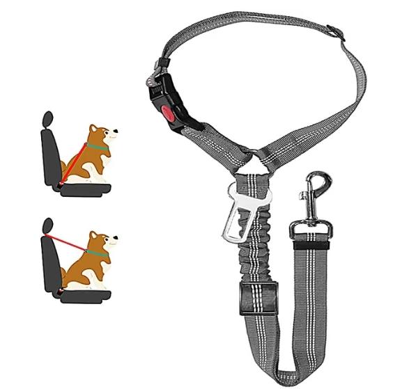 Pet Car Seat Belt, Two in One, Can Be Adjusted for Cat and Collar, Pet Accessories